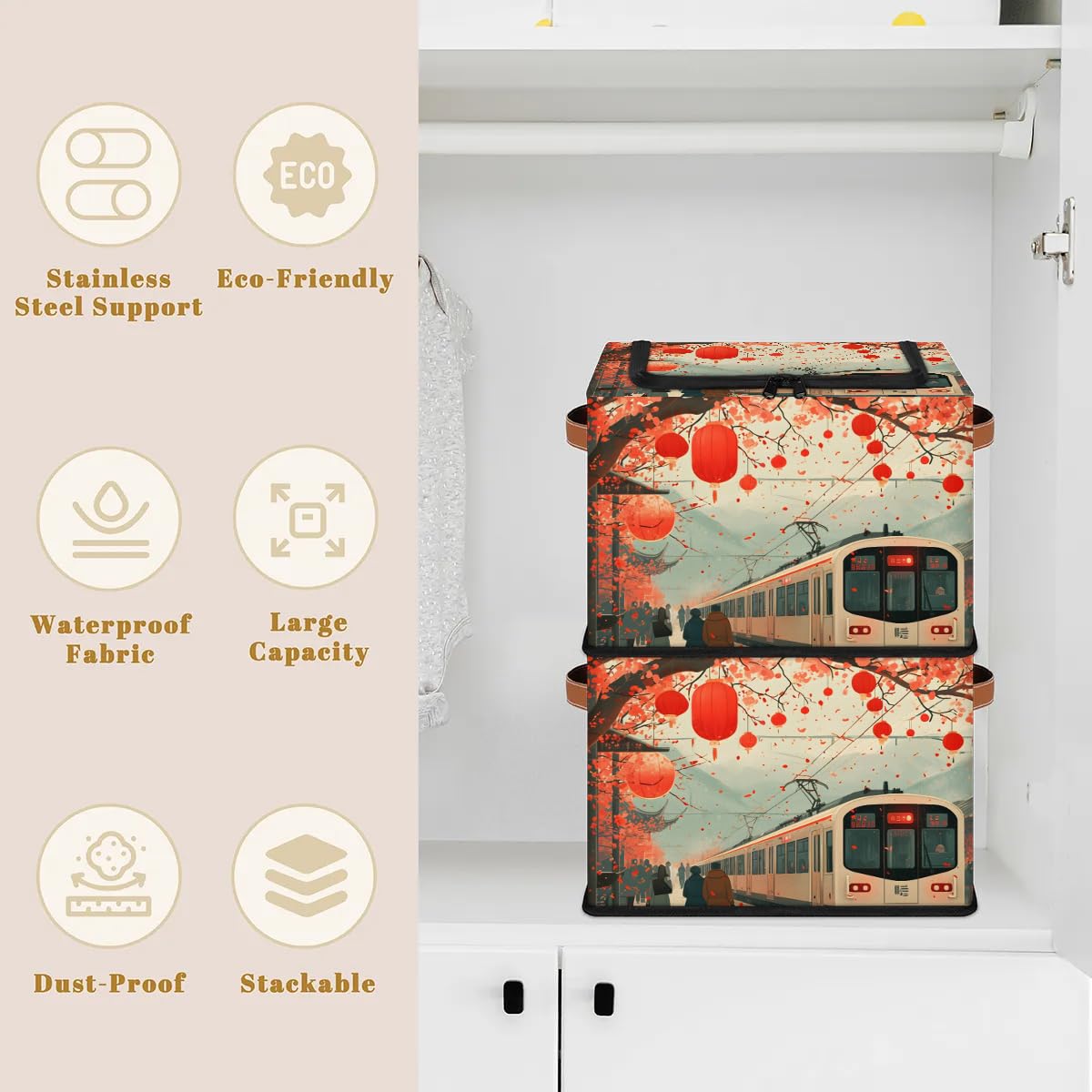 Collapsible Storage Bins with Lids - Foldable Stackable Fabric Storage Cubes for Clothes, Toys, Blankets | Dustproof Closet Organizer for Home, Bedroom & Nursery Organization