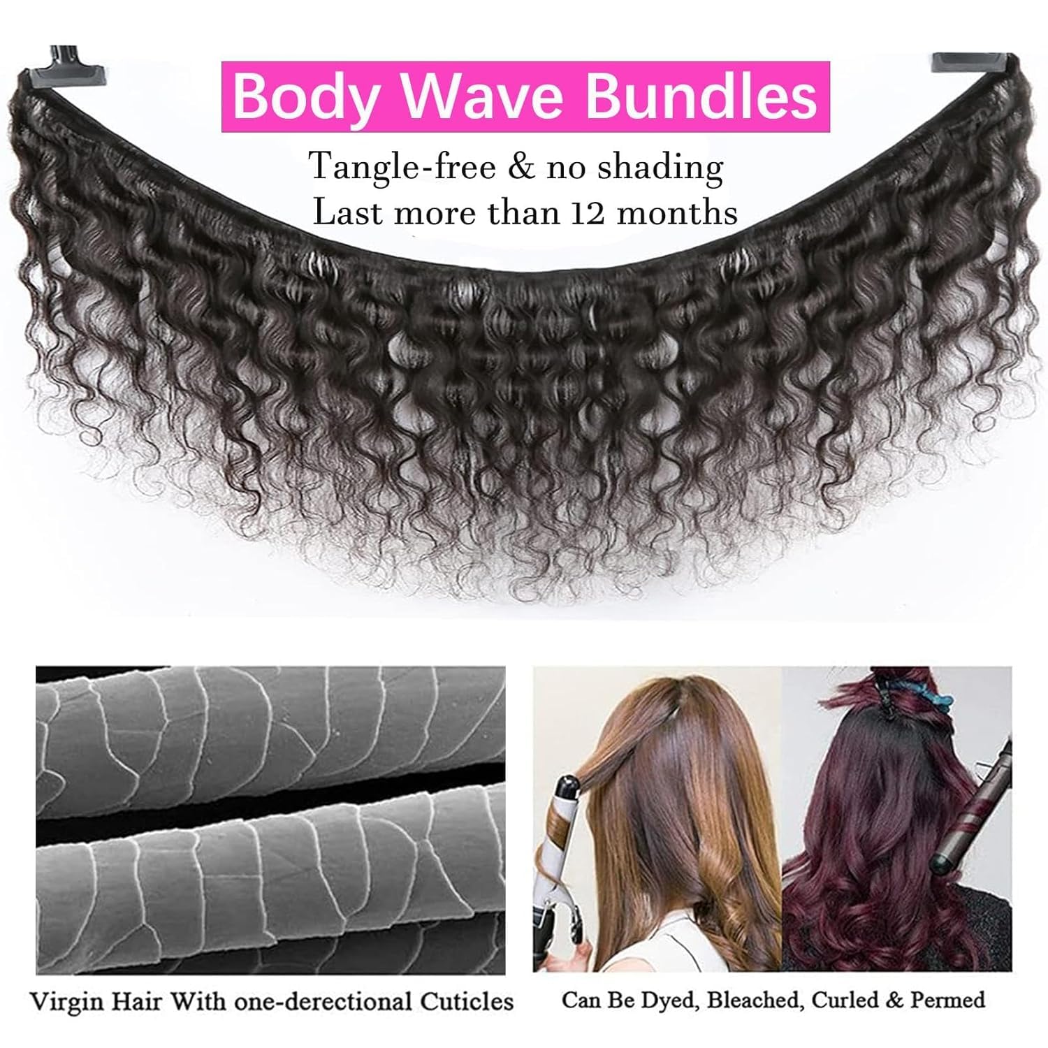 12A 34 Inch Brazilian Virgin Human Hair Bundles - 100% Unprocessed Body Wave Weave Hair Extensions, Natural Black Color for Styling & Volume Boost | Perfect for Daily Wear, Parties & Special Occasions