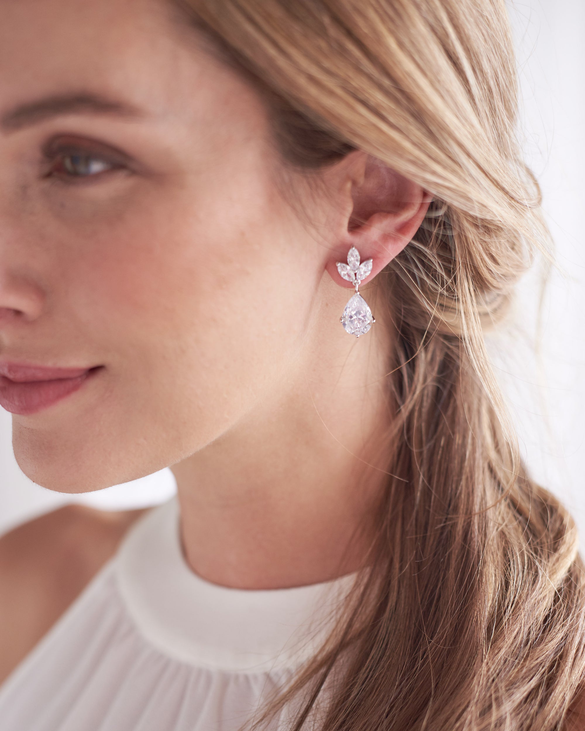 Fleurette Cubic Zirconia Stud Earrings for Women - Elegant CZ Jewelry Gift for Wedding, Party & Everyday Wear