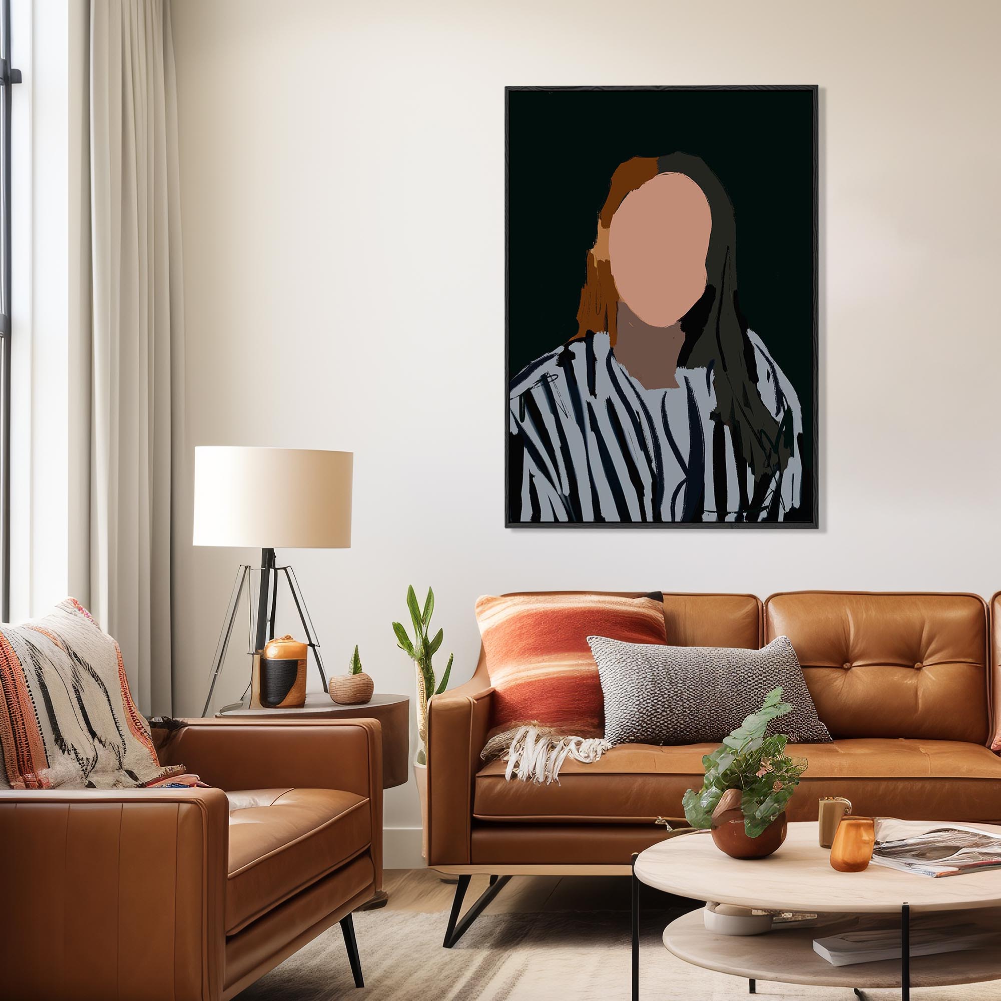 Staring At You In The Mirror Canvas Wall Art - Modern Home Decor for Living Room, Bedroom & Office - Unique Abstract Portrait Painting for Wall Display