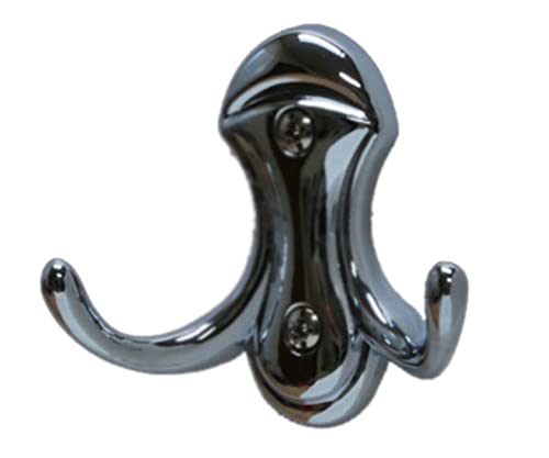 10602PC Vertical Double Robe Hook - Heavy Duty Wall Mounted Coat Hanger for Bathroom, Bedroom & Entryway Organization
