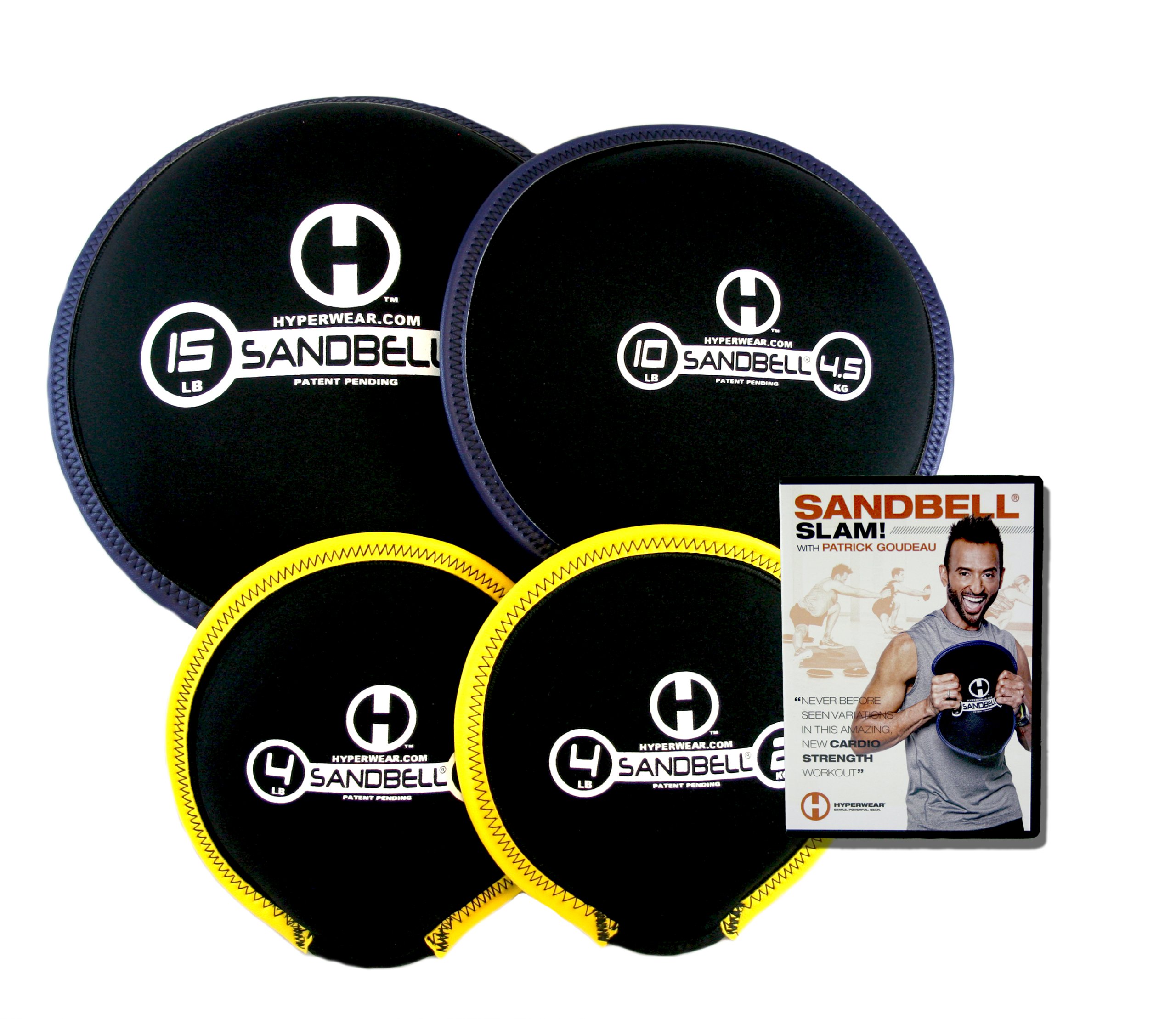 Hyperwear SandBell SLAM! Workout DVD with 4 Intro SandBell Weights (33 lbs Capacity) - Home Gym Fitness Training for Strength & Conditioning
