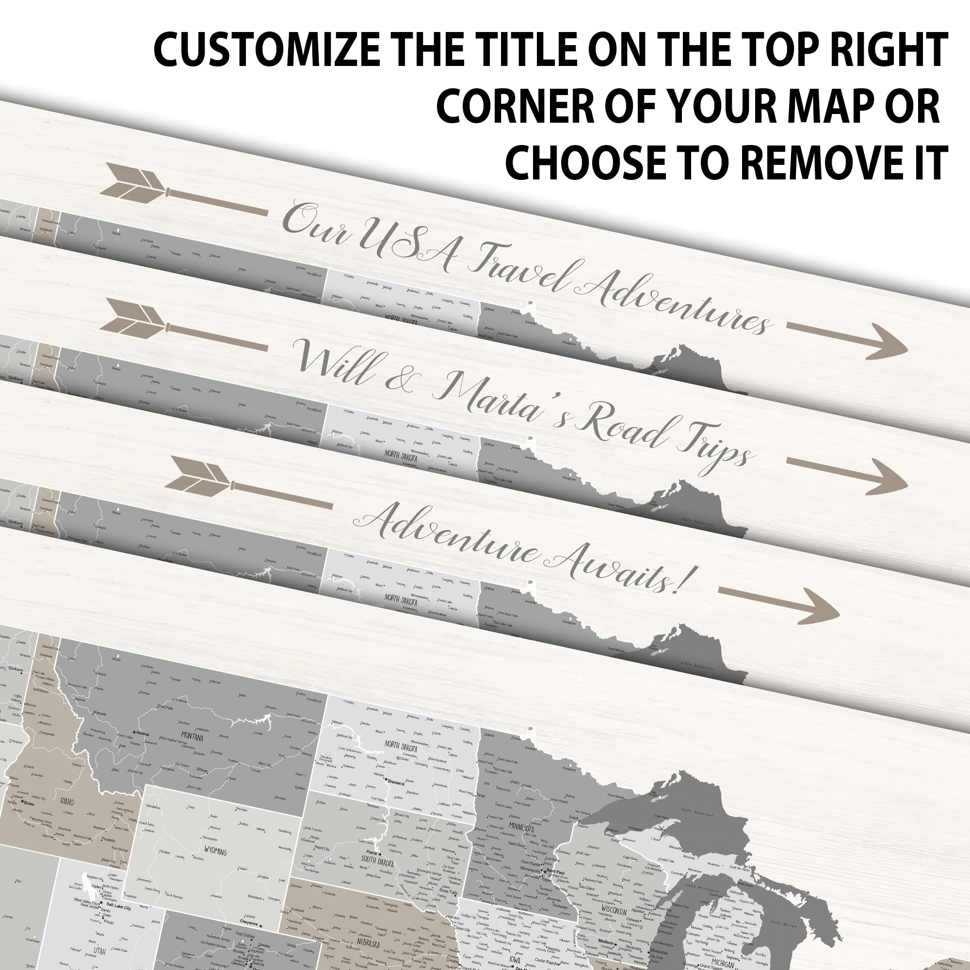 Personalized USA Travel Push Pin Map on Canvas - Custom Farmhouse Style United States Map with Pins to Mark Adventures | Perfect Travel Gift for Wanderlust & Home Decor | Track Trips, Vacations & Road Trips