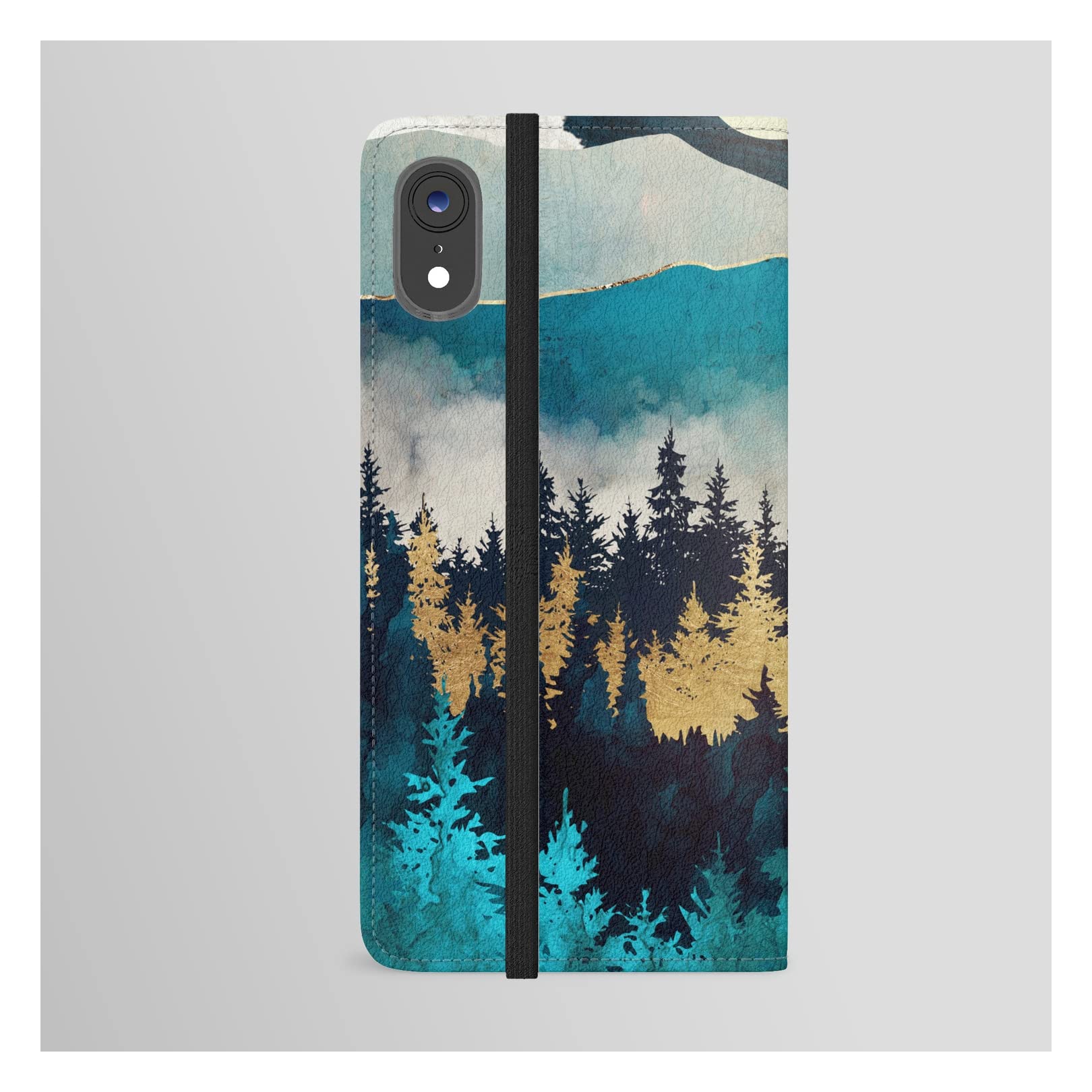 Spacefrogdesigns Evening Mist Art iPhone XR Wallet Phone Case - Slim Protective Cover with Card Slots for Credit Cards & ID (Perfect for Travel, Work & Everyday Use)