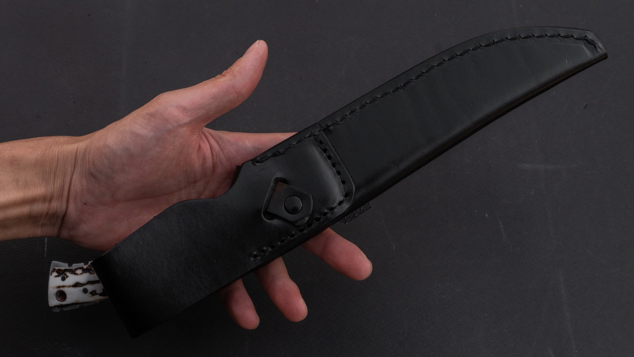 Fukuta ATS Hunting Knife - 150mm Fixed Blade with Stag Handle for Outdoor, Camping, and Survival Adventures