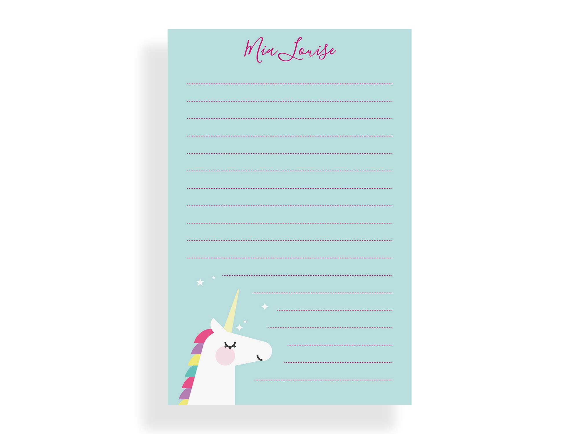 Personalized Kids Notepads - Unicorn Design for Girls, Lined or Unlined, 3 Sizes (Small, Medium, Large) - Perfect for School, Drawing & Gift Giving