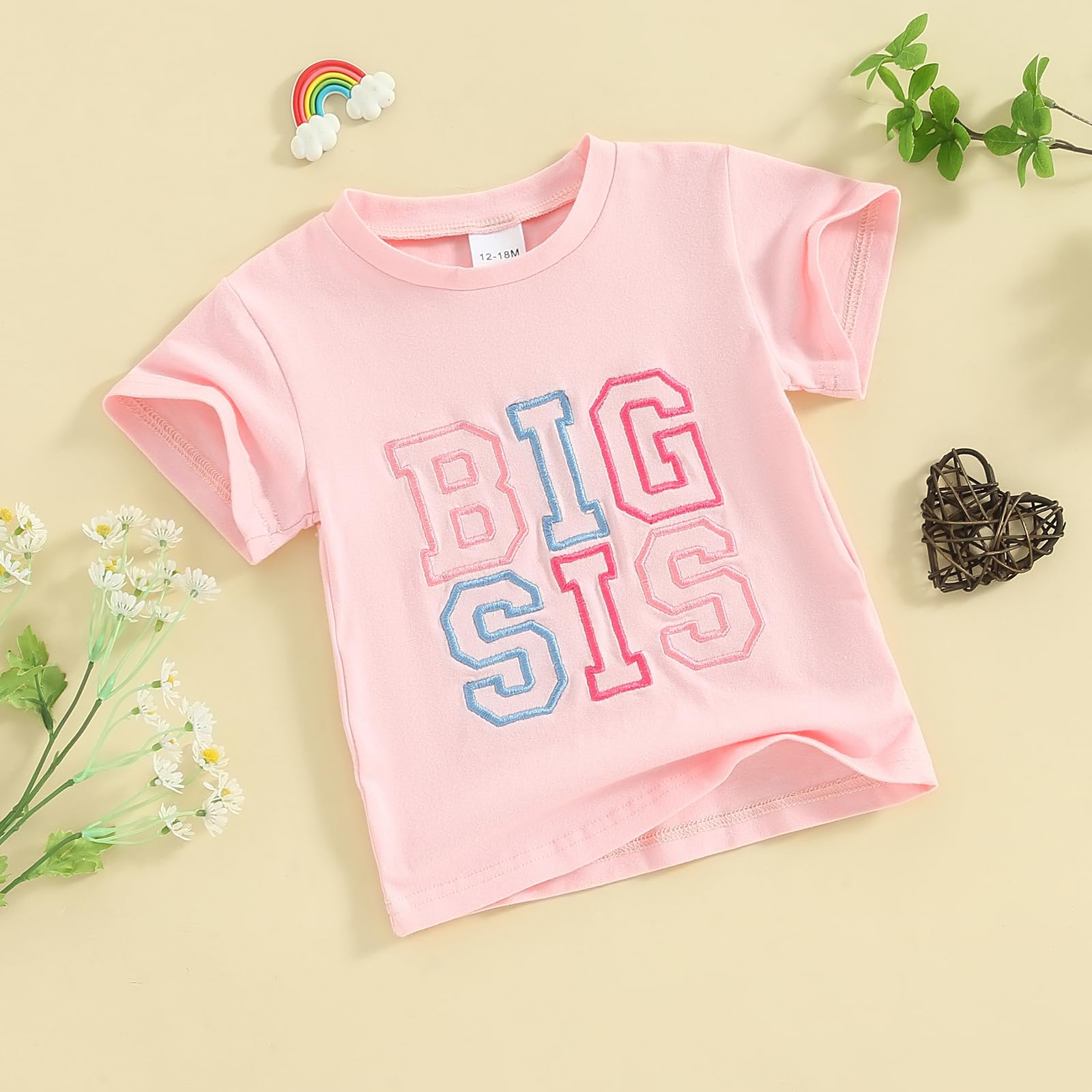 CREAIRY Matching Family Outfits - Big Sister Little Sister Brother Toddler Baby Boy Girl Short Sleeve Romper T-Shirt | Summer Clothes for Siblings & Family Photos