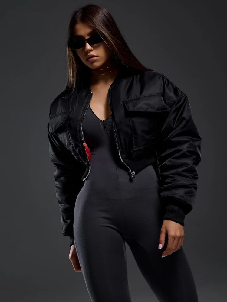 Women's Autumn Winter Long Sleeve Zipper Skinny Jumpsuit - Stretchy Elastic Tight Flare Playsuit for Casual Wear, Sports & Fashion Outfits | Perfect for Gym, Running, Yoga, and Everyday Street Style