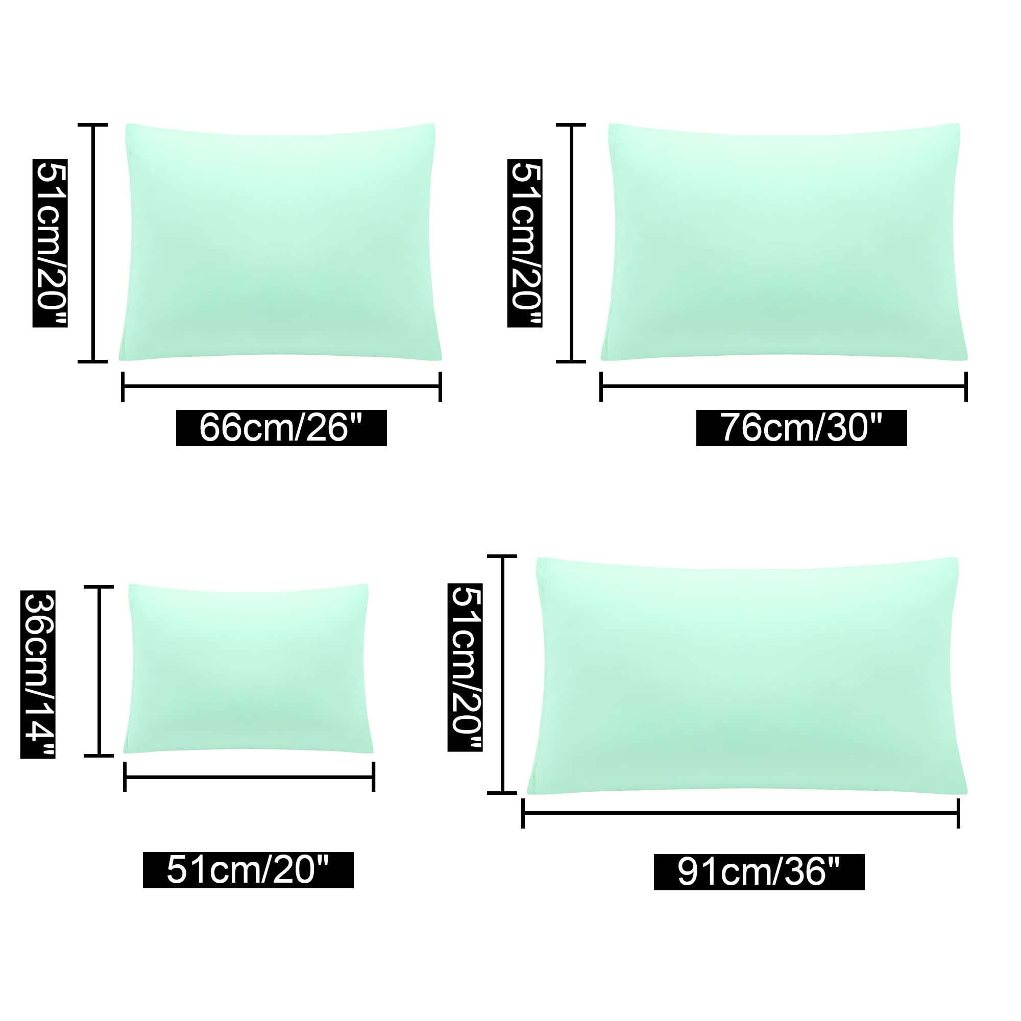 uxcell 2 Pack Soft 1800 Series Microfiber Pillowcases with Zipper - 14x20 Inches, Brook Green - Hypoallergenic Bedding for Travel, Home & Hotel Use