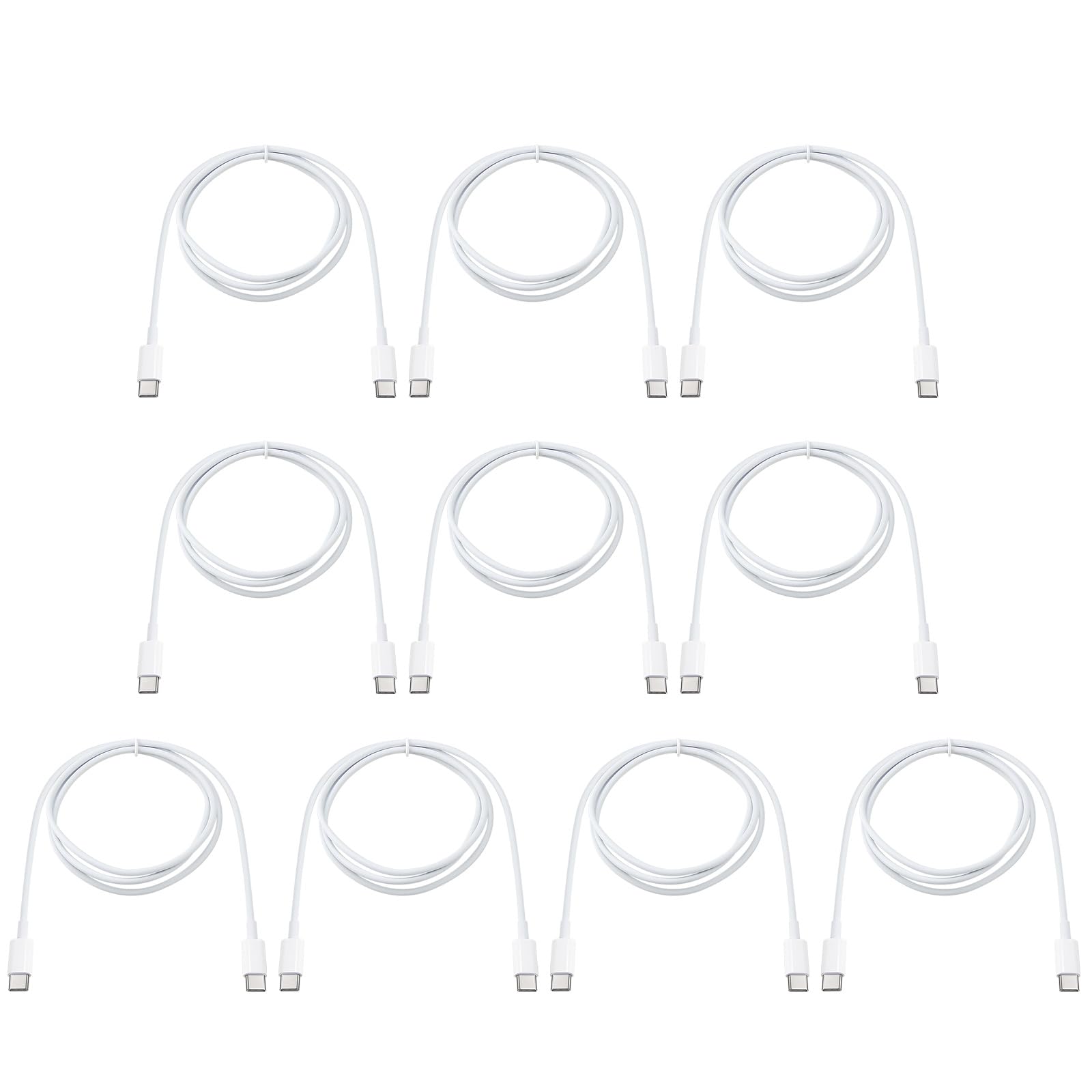 Smays 10-Pack USB C to USB C Cable 3ft (3 Feet) Bulk - Fast Charging 20W Type C Charger Cable for iPhone 15/14/13, Samsung Galaxy, iPad, MacBook - Perfect for Home, Office & Travel Charging