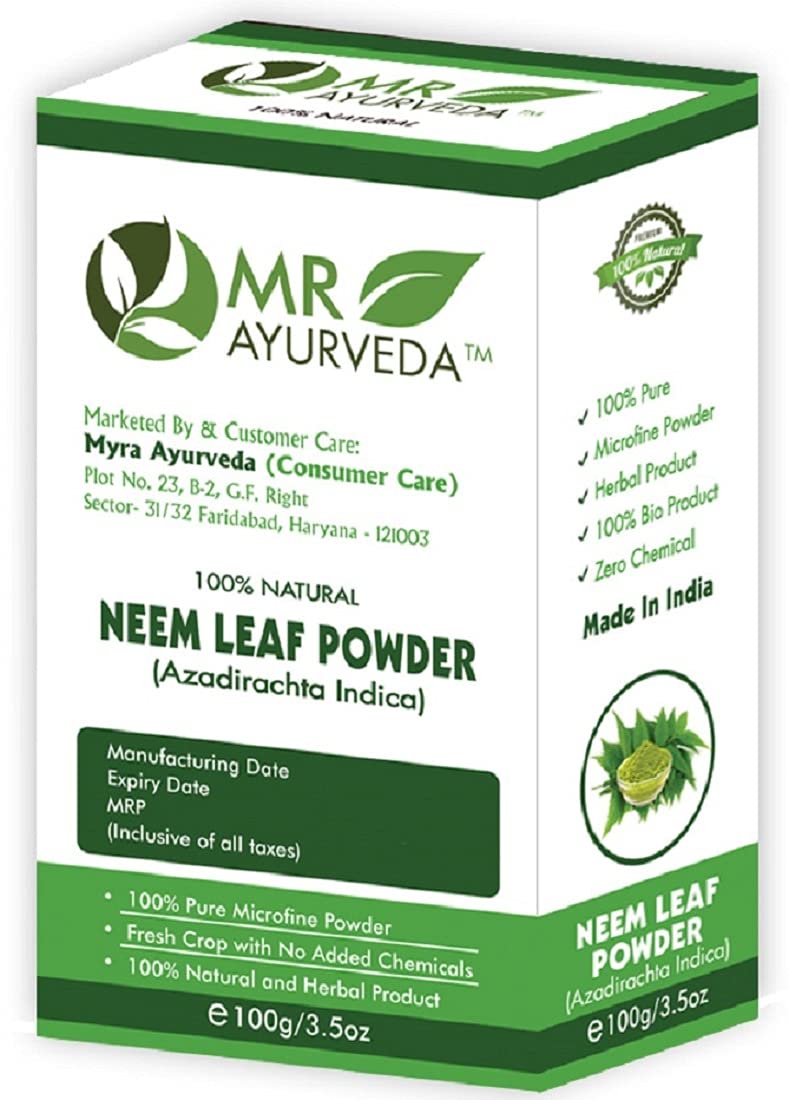 MR Ayurveda 100% Natural Neem Powder for Face, Hair & Skin Care | Organic Neem Face Pack | Chemical-Free Herbal Treatment | Set of 2 (200g) | Perfect for Acne, Dandruff & Skin Detox