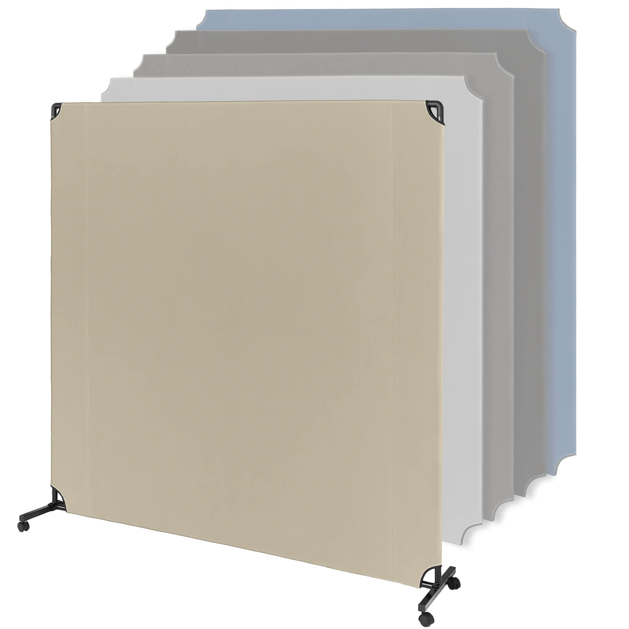 Lainly 6' x 6' Beige Rolling Room Divider - North American Made Partition Screen for Office Privacy, Temporary Walls & Space Division | Perfect for Home Offices, Studios, and Event Spaces