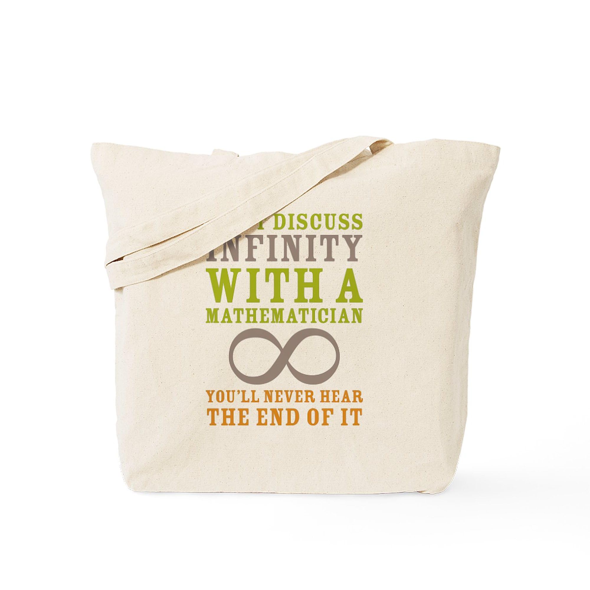 Infinity Math Tote Bag - Natural Canvas Reusable Shopping Bag for Groceries, Books & Everyday Use | Eco-Friendly Cotton Tote for School, Work & Shopping
