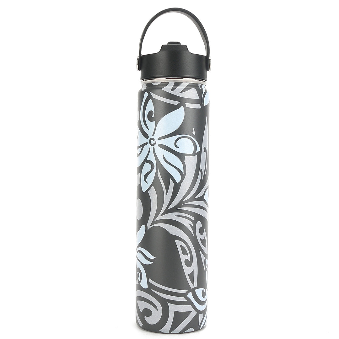 24oz Insulated Stainless Steel Water Bottle - Tiare Infinity Grey, Keeps Drinks Cold for 24 Hours & Hot for 12 Hours - Perfect for Gym, Hiking, Travel & Outdoor Activities