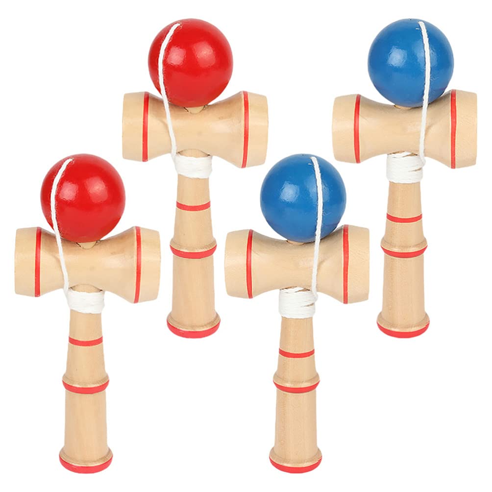 VOSAREA 4-Piece Japanese Traditional Kendama Cup Toy Set - Wooden Skill Game for Hand-Eye Coordination Training - Perfect for Kids, Adults, Stress Relief & Party Games