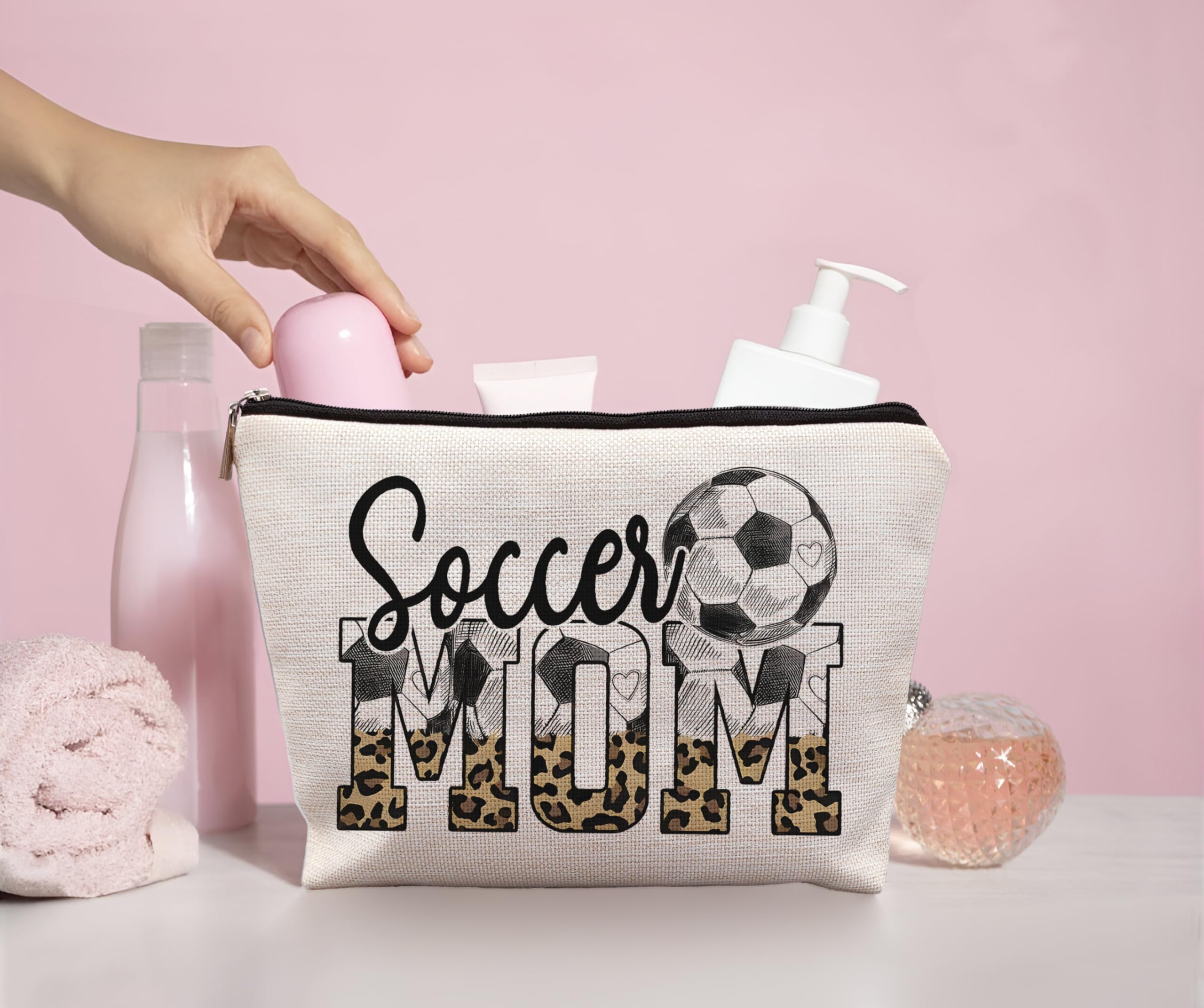 Soccer Mom Makeup Bag - Waterproof Cosmetic Travel Organizer for Women | Perfect Gift for Soccer Moms & Coaches | Great for Games, Travel, and Team Events
