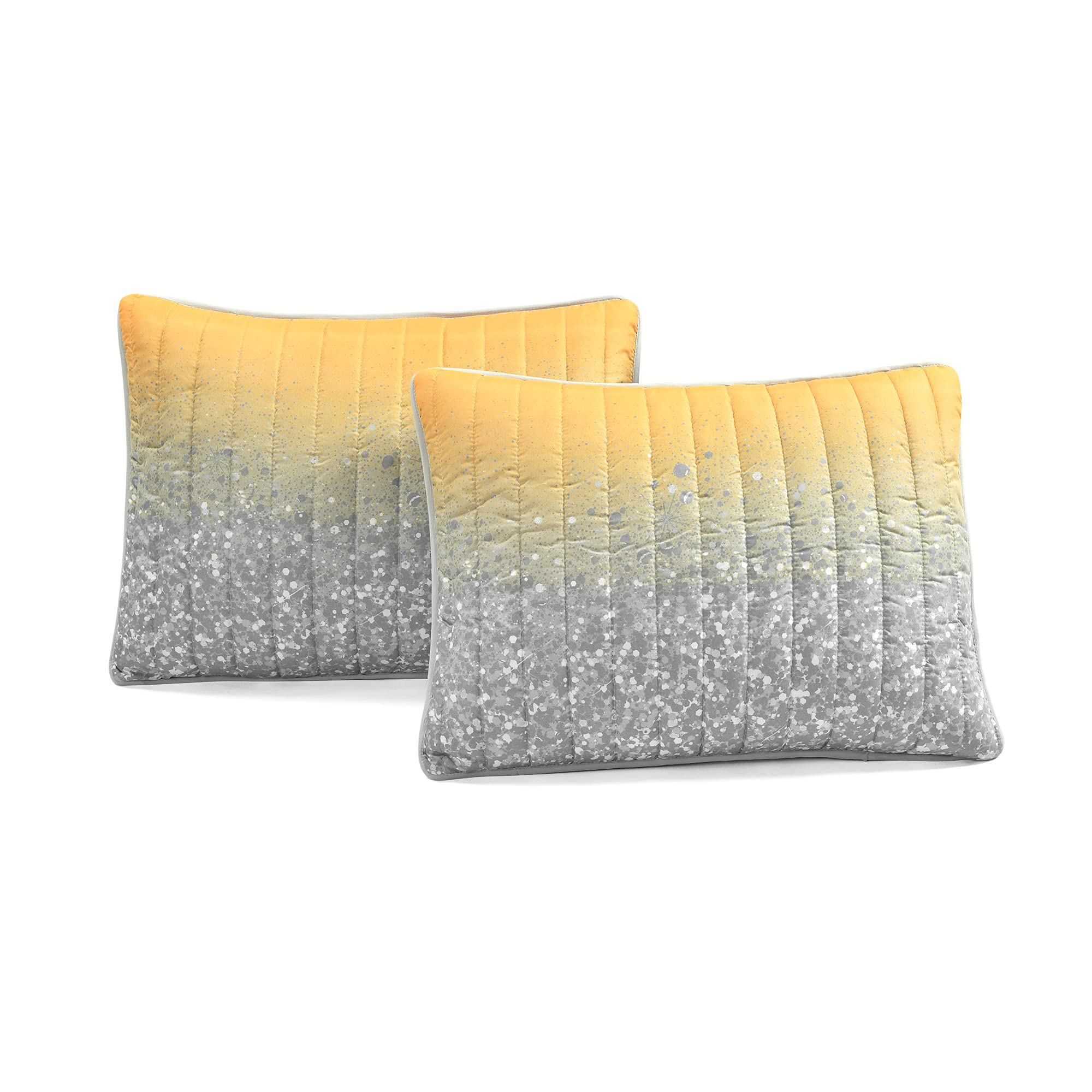 Lush Decor Glitter Ombre Quilt Set - Full/Queen Yellow Gray for Bedroom Decor
