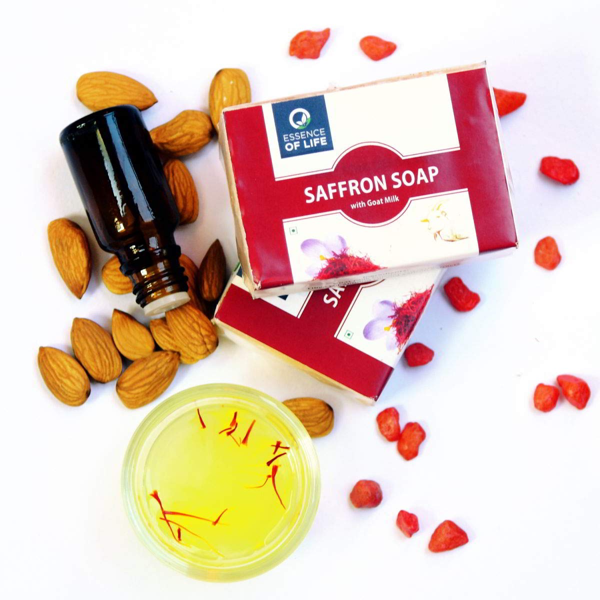 Premium Essence of Life Saffron & Goat Milk Soap - 100g | Natural Skin Brightening & Moisturizing Bar for Face & Body | Perfect for Daily Skincare Routine & Spa Treatments