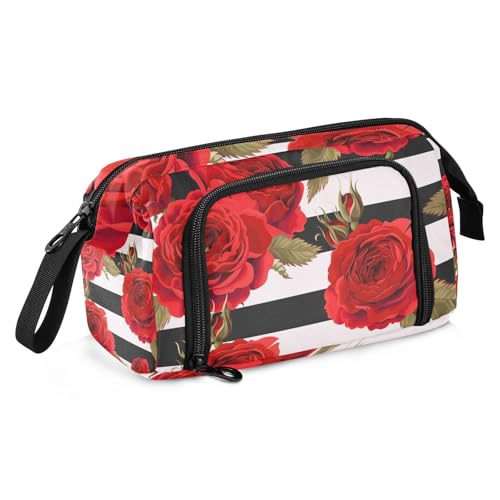 Red Roses on Stripes