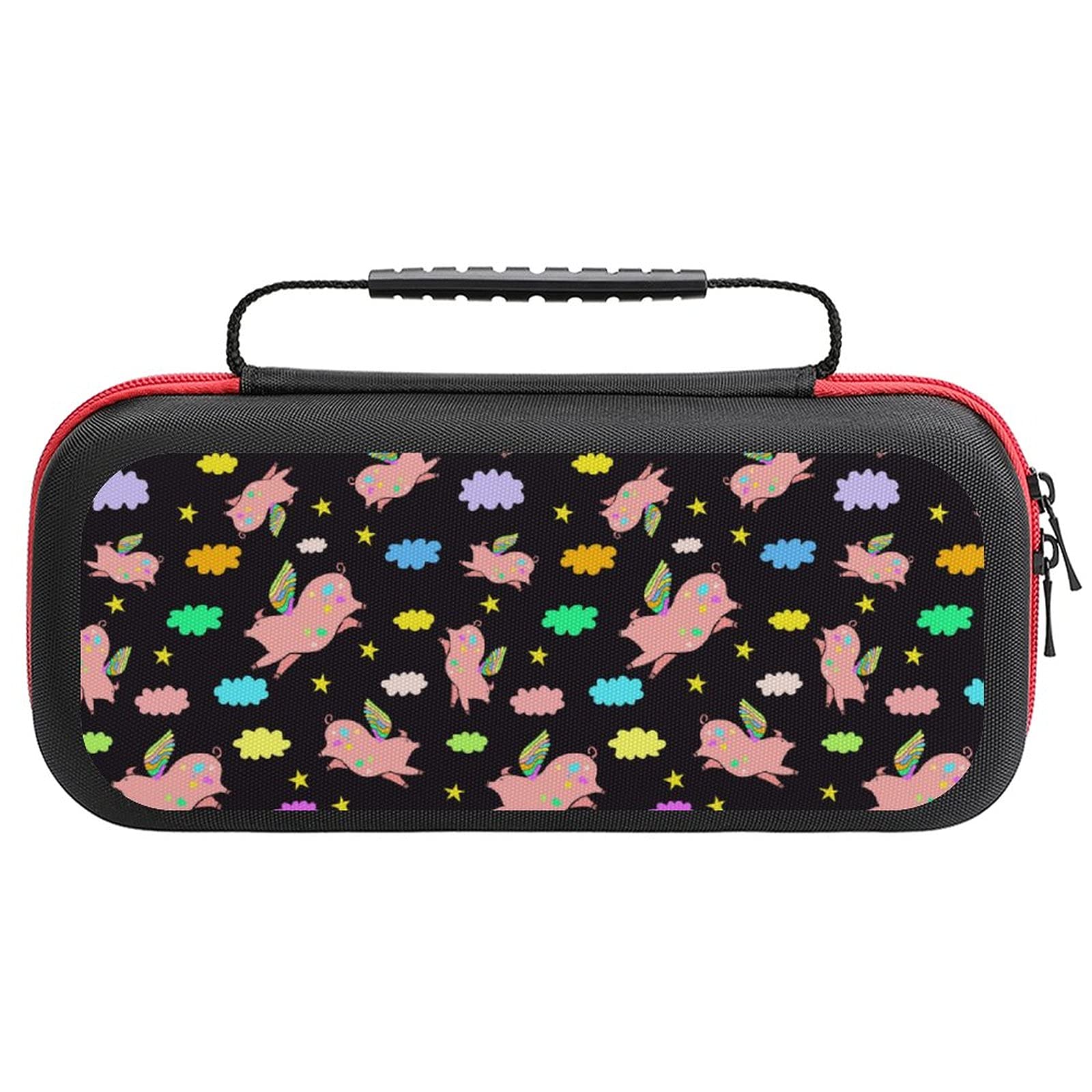 Flying Pig Pattern Nintendo Switch Lite Carrying Case - Portable Travel Storage Bag for Switch Lite Console & Accessories - Perfect for Gaming on the Go, Commuting, and Travel Protection