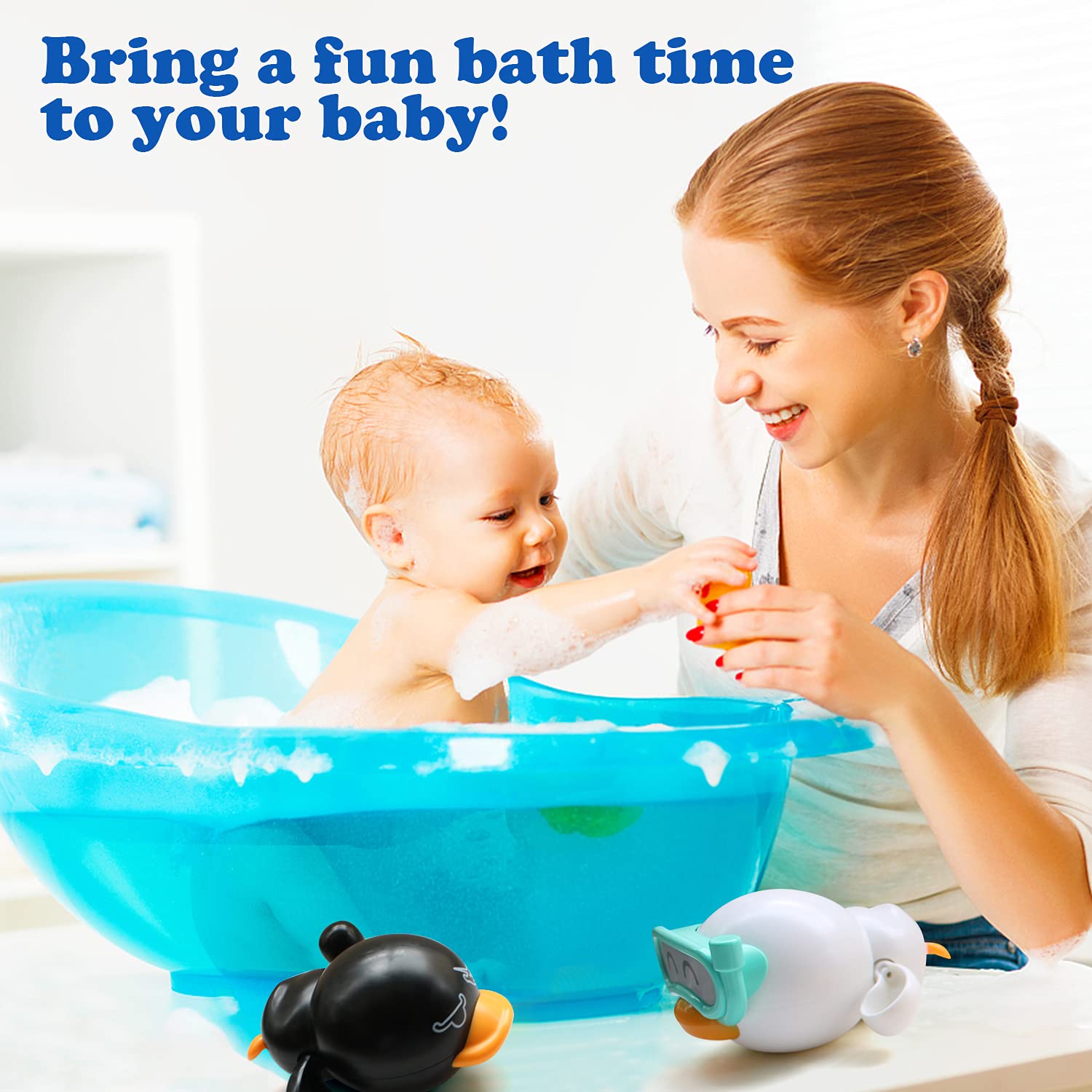 Wind-Up Bath Toys for Toddlers 1-7 Years - Fun Bathtub & Pool Water Toys for Boys & Girls - Perfect Birthday Gift for Kids (3-Piece Set) - Ideal for Bathtime Fun, Swimming Pool Play & Sensory Development