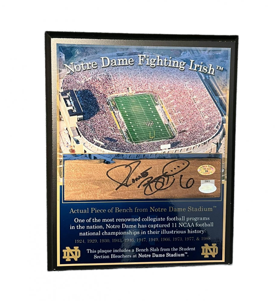 Jerome Bettis Autographed Notre Dame Fighting Irish Game-Used Bench 8x10 Plaque with Steiner COA - Perfect for Sports Memorabilia Collectors & Football Fans