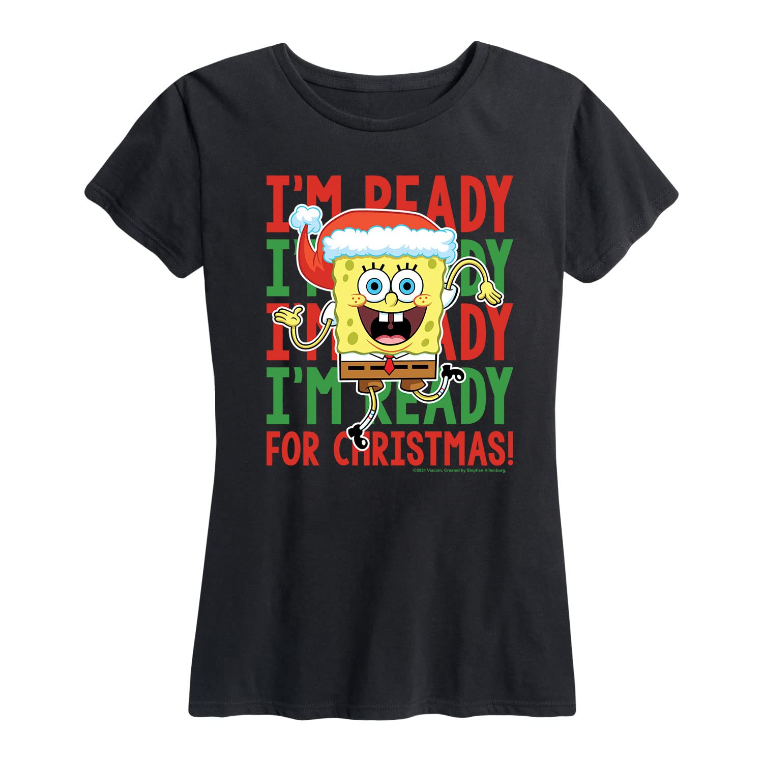 Spongebob Squarepants Christmas & Hanukkah Women's Short Sleeve Graphic T-Shirt | Fun Holiday Themed Casual Tee for Women | Perfect for Christmas Parties, Hanukkah Celebrations & Festive Outfits
