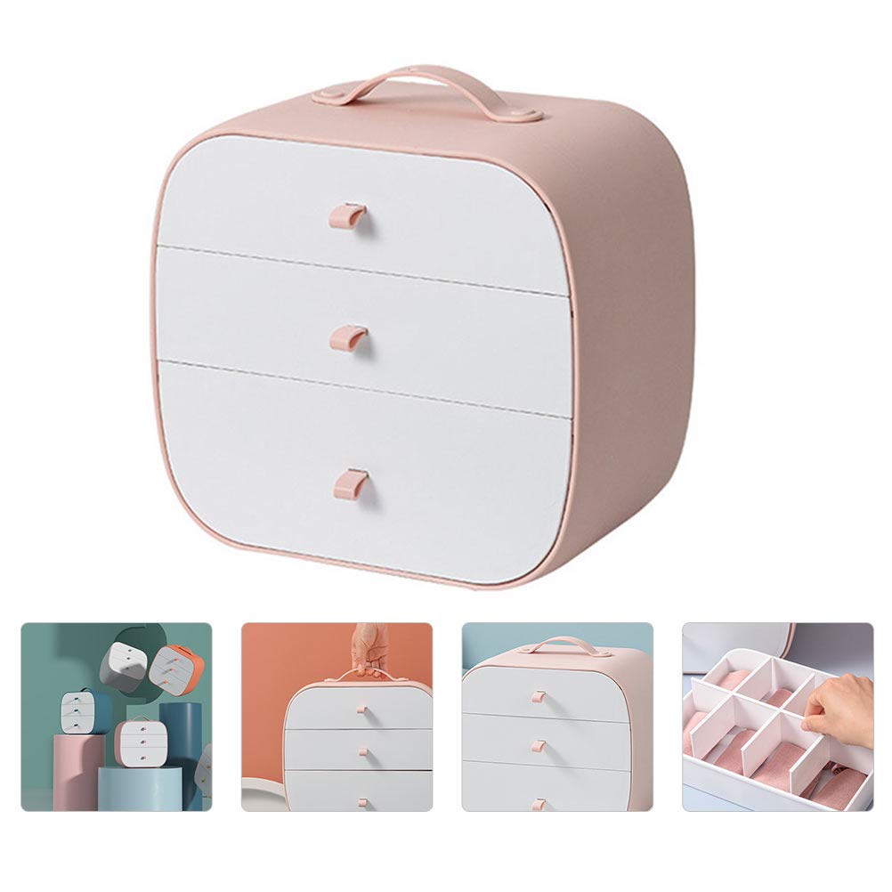 DOITOOL 1-Piece Plastic Drawer Underwear Storage Organizer with Compartments - Pink | Panty & Lingerie Drawer Box for Bedroom Closet Organization