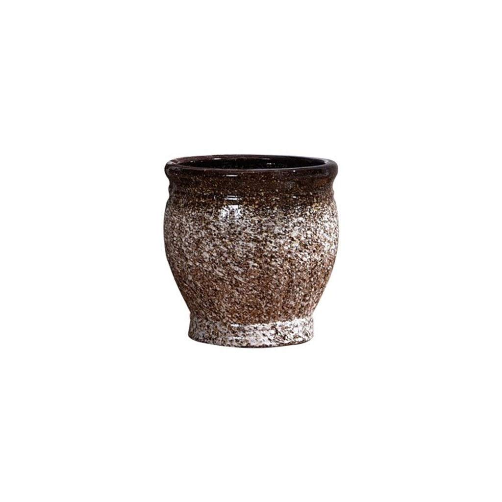 Brown Ceramic Flower Pots - Imitation Stone Pattern Planters for Outdoor Garden, Home, Living Room & Office Decor (Small Size) - Perfect for Indoor Plants, Succulents & Home Décor