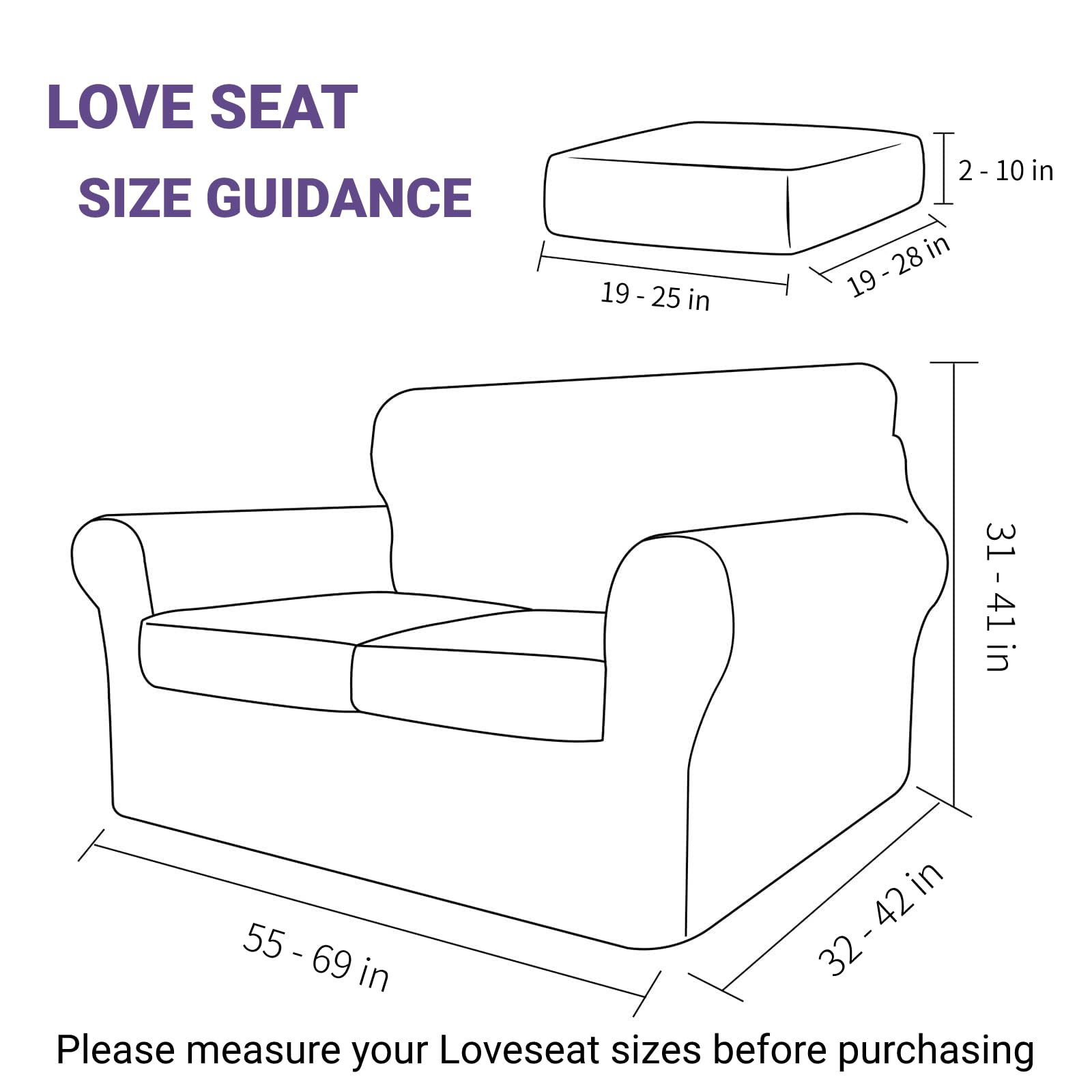 ZNSAYOTX 3-Piece Stretch Jacquard Loveseat Slipcovers - Spandex Sofa Cover for 2-Cushion Couches, Coffee Checkered Furniture Protector - Perfect for Living Room, Apartment & Small Space Decor
