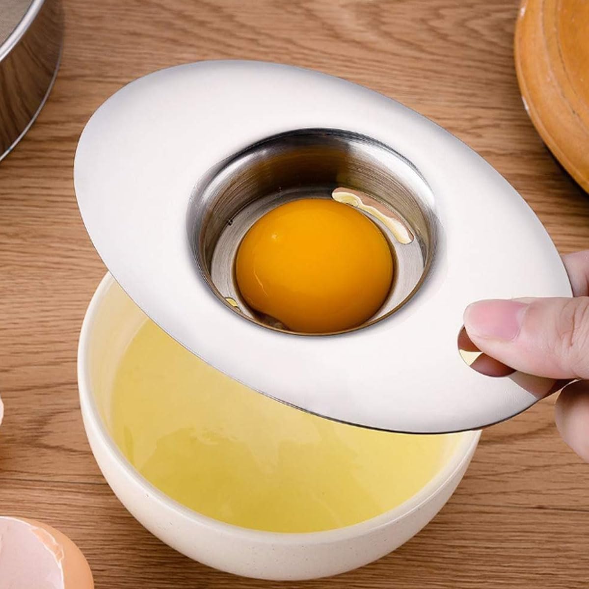 Premium 304 Stainless Steel Egg Separator - Kitchen Tool for Separating Egg Yolks & Whites | Perfect for Baking, Cooking, Cake Decorating & Healthy Breakfast Prep