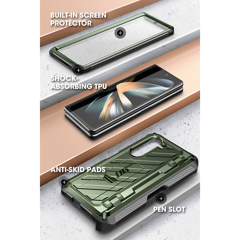 Samsung Galaxy Z Fold5 Unicorn Beetle PRO Rugged Case with S Pen Holder - Heavy Duty Protection for Foldable Phone - Dark Green | Perfect for Outdoor, Work & Travel Use