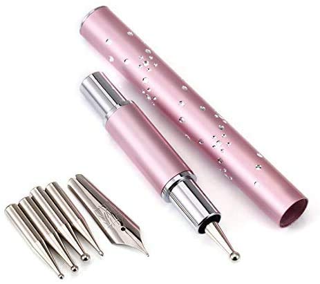 Atricure Nail Art Calligraphy Pen Set - 5 Different Size Replacement Tips for DIY Nail Drawing, Round & Flat Painting, Professional Liner Nail Tools - Perfect for Manicure, Nail Salon & Home Nail Art Design