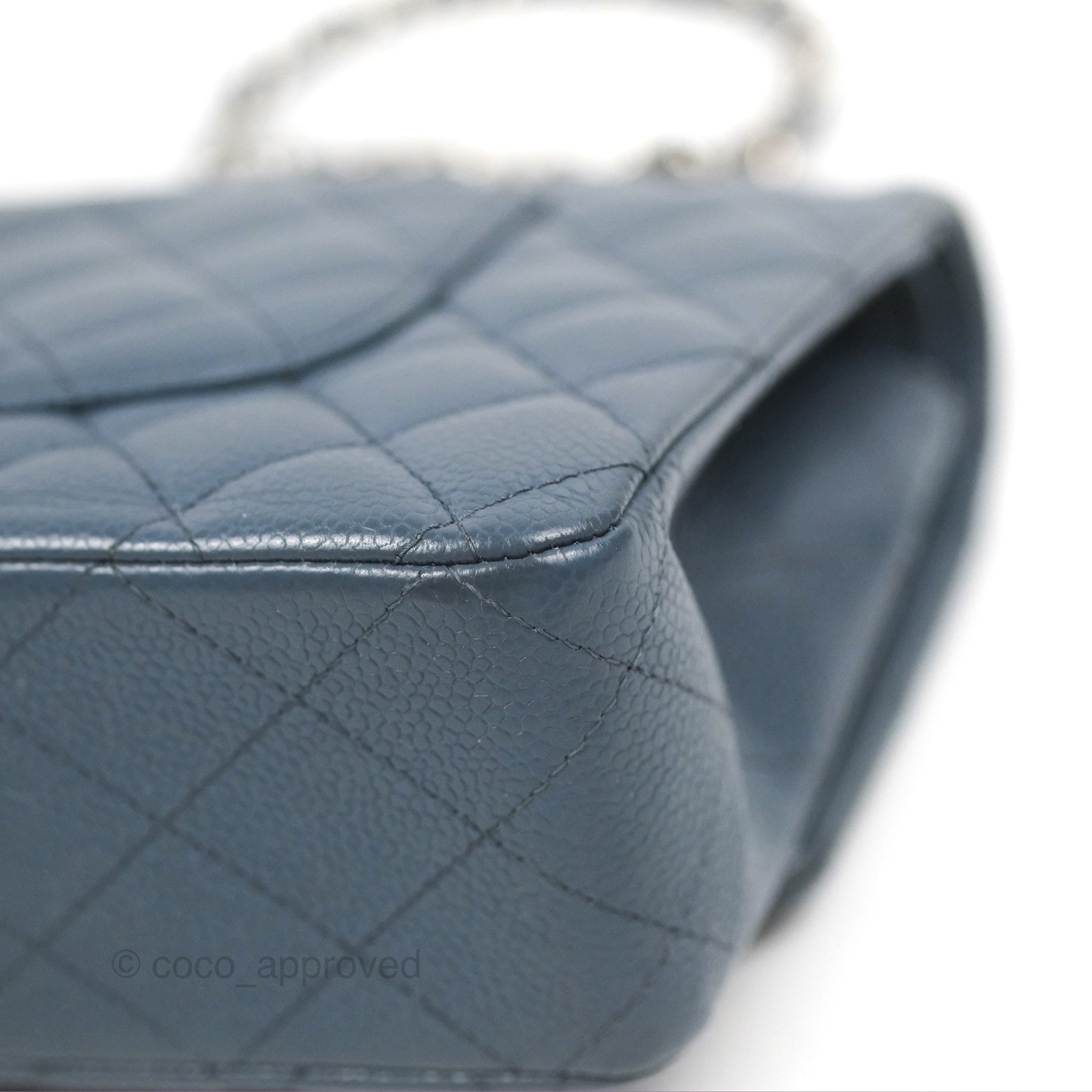 Chanel Classic Double Flap Quilted Medium/Large Handbag in Blue Caviar Leather with Silver Hardware - Perfect for Work, Evening Events & Luxury Fashion Accessories