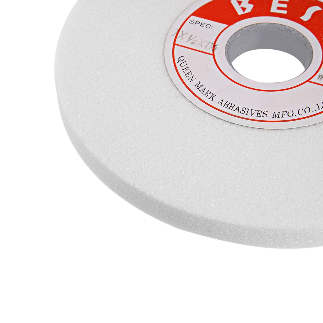 uxcell 7-Inch White Aluminum Oxide Bench Grinding Wheel, 60 Grit for Metal Surface Grinding - Perfect for Sharpening Tools, Removing Rust & Deburring Metal Edges in Workshops & Garages
