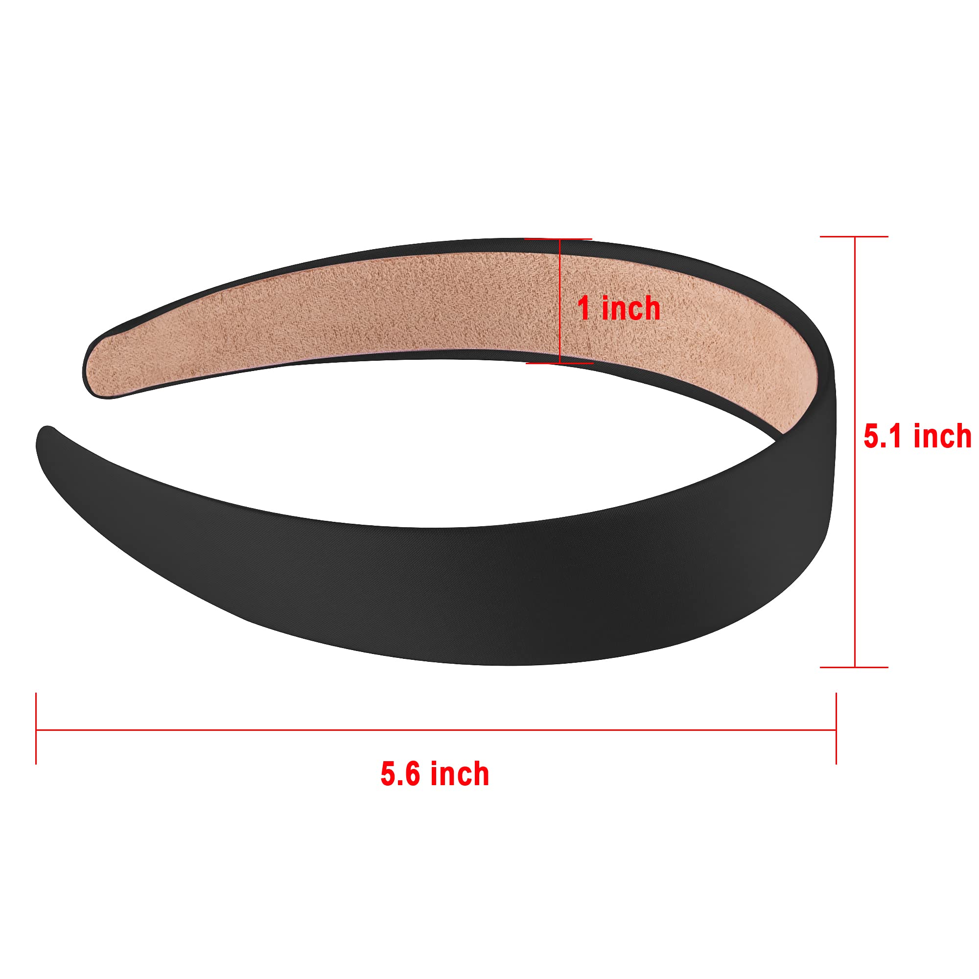 SIQUK 16-Piece Black Satin Headbands Set - 1 Inch Wide Plain Hair Bands for Women & Girls | DIY Hair Accessories for Weddings, Work, Sports & Everyday Use