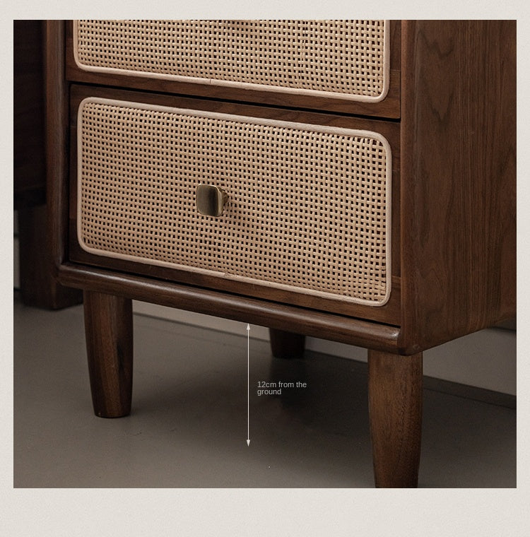 Premium Black Walnut Solid Wood Nightstand - Modern Bedside Table with Drawer for Bedroom, Living Room, or Guest Room - Durable & Stylish Home Furniture
