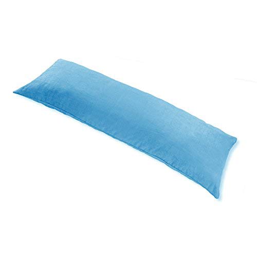 100% Cotton 300 Thread Count Body Pillow Cover with Zipper - 20x54 & 21x54 Inches - Aqua Blue - Soft Hypoallergenic Pillow Protector for Adults & Kids - Perfect for Pregnancy Support, Lounging, Travel & Home Decor