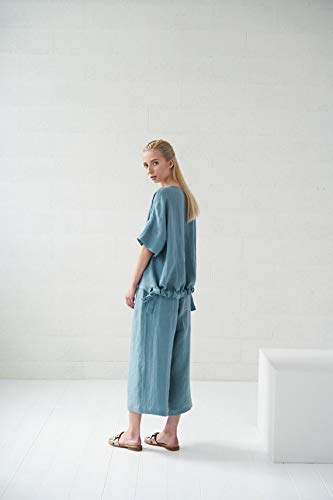 BALI Linen Top in Dusty Blue - Breathable & Stylish Women's Blouse for Summer, Beach, and Casual Outings