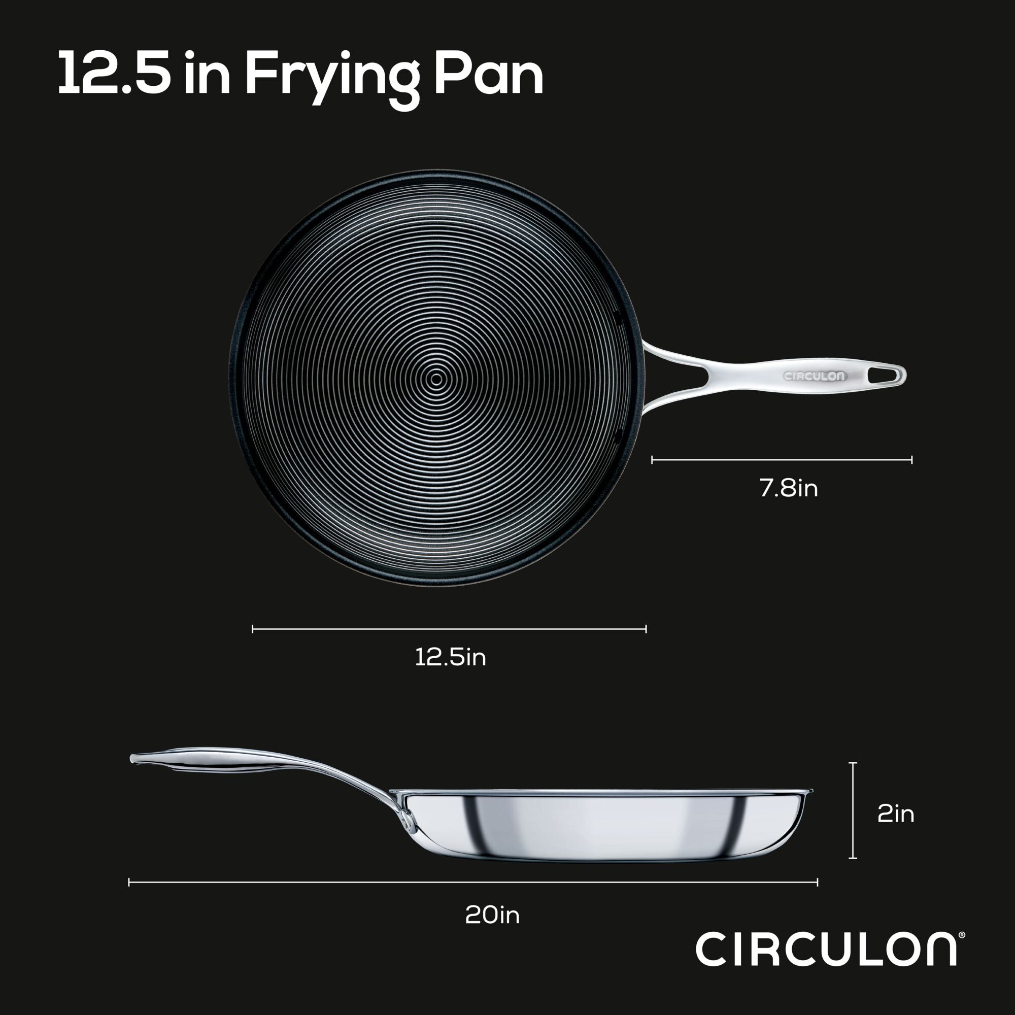 12.5 Inch Nonstick Open Frying Pan - Professional Grade Skillet for Perfect Sautéing, Frying & Cooking | Ideal for Stovetop, Oven & Camping Use