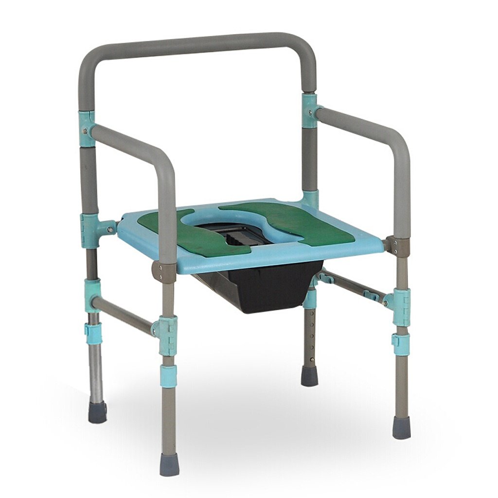 Adjustable Height Folding Commode Chair with Padded Toilet Seat - Anti-Slip Bathroom Shower Stool for Elderly, Pregnant Women & Handicapped - Portable Potty Chair for Home Care & Hospital Use