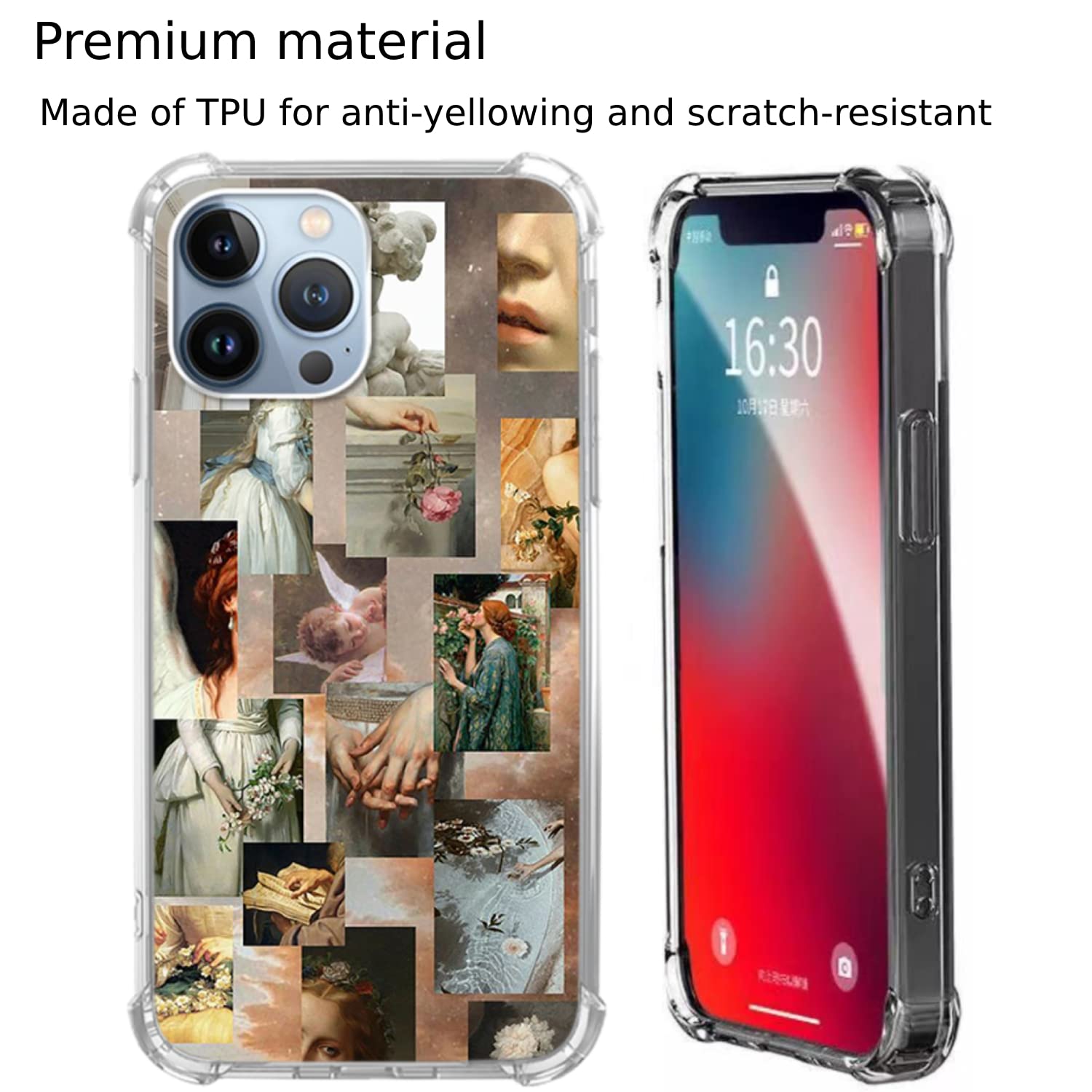 **Aesthetic Renaissance Art Phone Case for iPhone 13 Pro Max - Cute Angels Collage Design, Trendy TPU Bumper Cover for Girls, Boys & Men | Perfect Gift for Art Lovers & Fashion Enthusiasts**