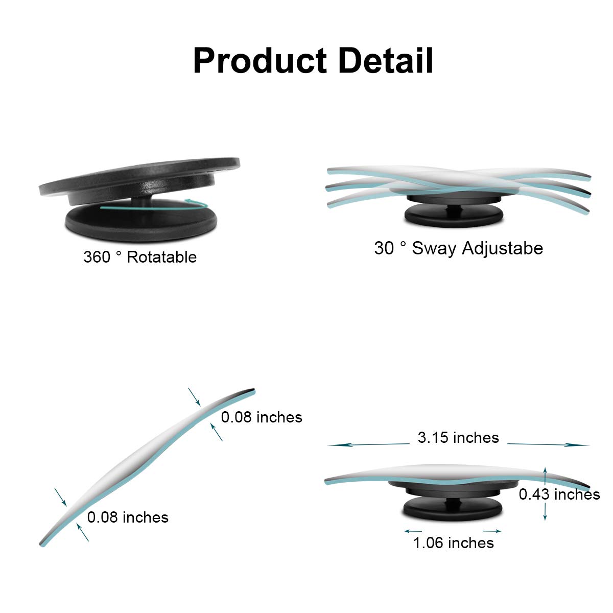 POMFW 2 Inch Blind Spot Mirror for Cars, SUVs, Trucks & Vans - Frameless Convex Rearview Mirror with 3M Adhesive, HD Glass, Adjustable Wide Angle (2-Pack, Fan-Shaped) - Perfect for Parking, Lane Changes & Safer Driving