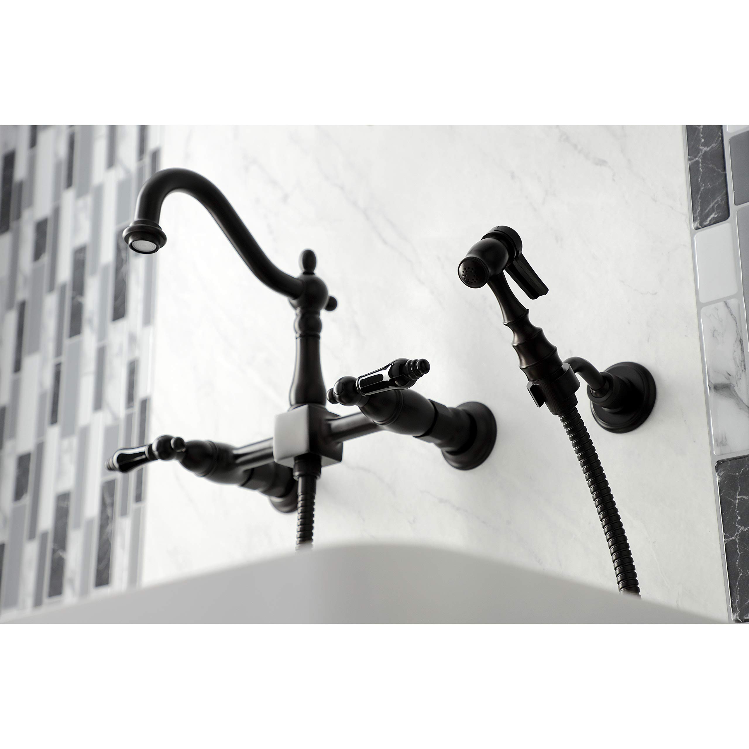 Kingston Brass KS1265PKLBS Duchess Bridge Kitchen Faucet in Oil Rubbed Bronze - Perfect for Farmhouse, Traditional & Vintage Style Kitchens