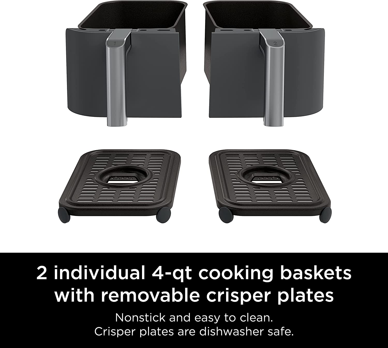 Ninja DZ201 Foodi 8 Quart 6-in-1 DualZone Air Fryer with 2 Independent Baskets - Match Cook & Smart Finish Technology for Roasting, Broiling, Dehydrating - Perfect for Quick Family Meals, Healthy Cooking & Party Snacks