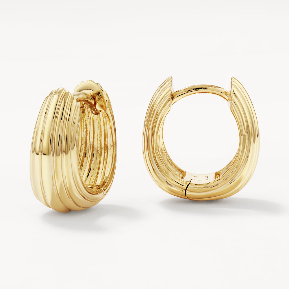 Gold Ribbed Dome Huggie Earrings - Minimalist Hoop Earrings for Women, Perfect for Everyday Wear & Special Occasions