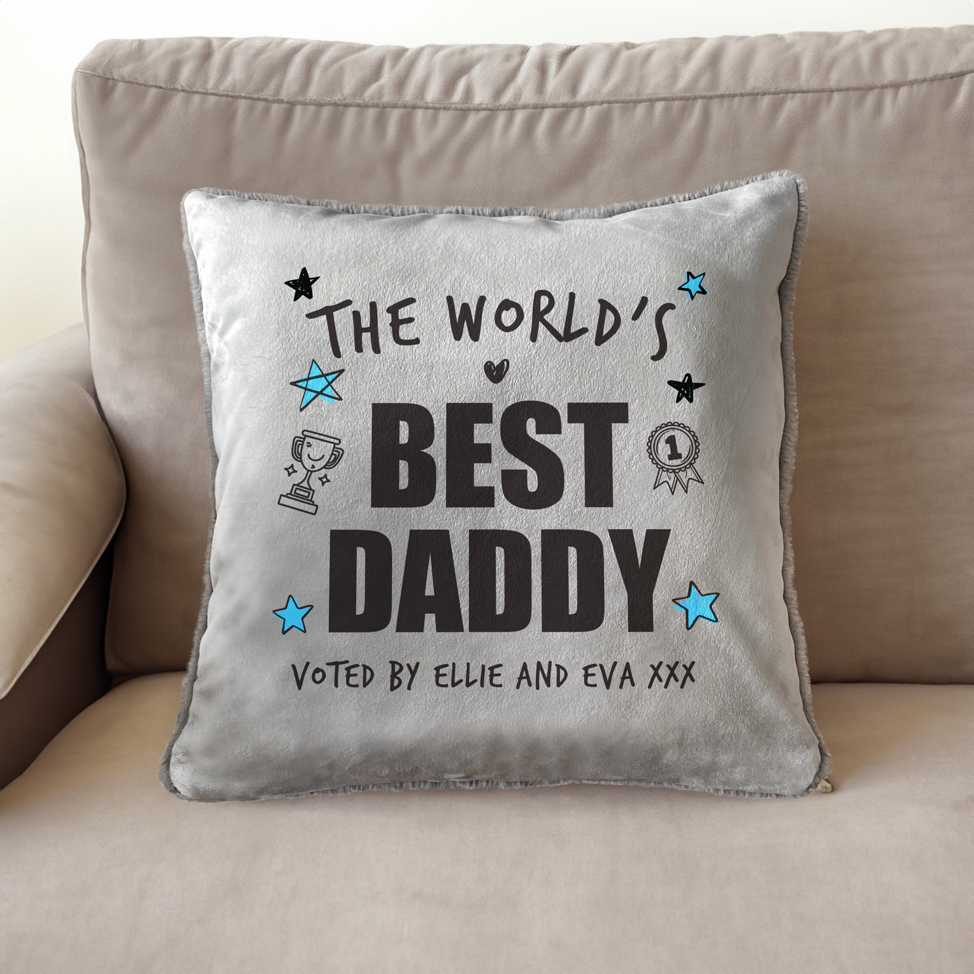 Personalized 'World's Best Dad' Faux Fur Cuddle Pillow - Perfect Gift for Father's Day, Birthday & Home Decor