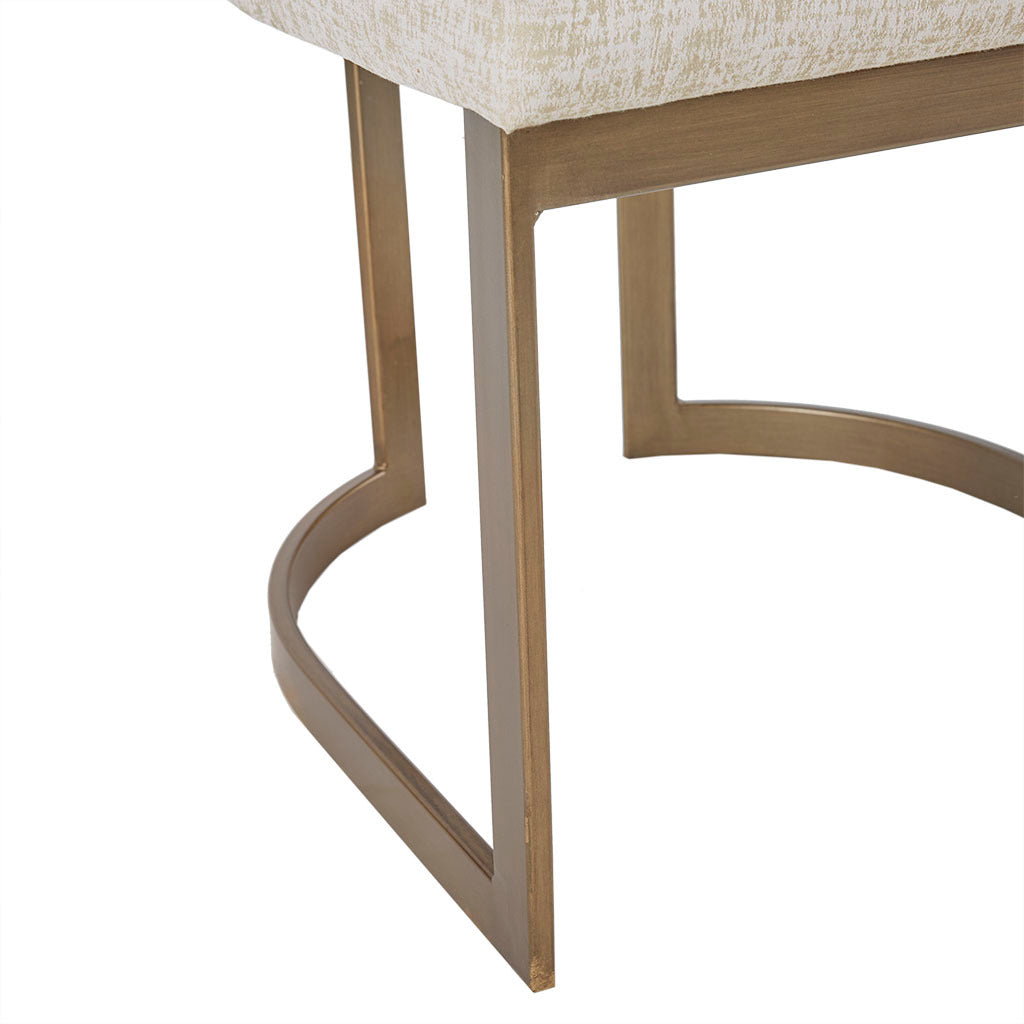 21'' Accent Dining Chairs Set of 2 - Antique Gold Metal Frame with Sled Legs, Modern Contemporary Style for Kitchen & Dining Room - White | Perfect for Small Spaces, Breakfast Nooks & Apartment Dining