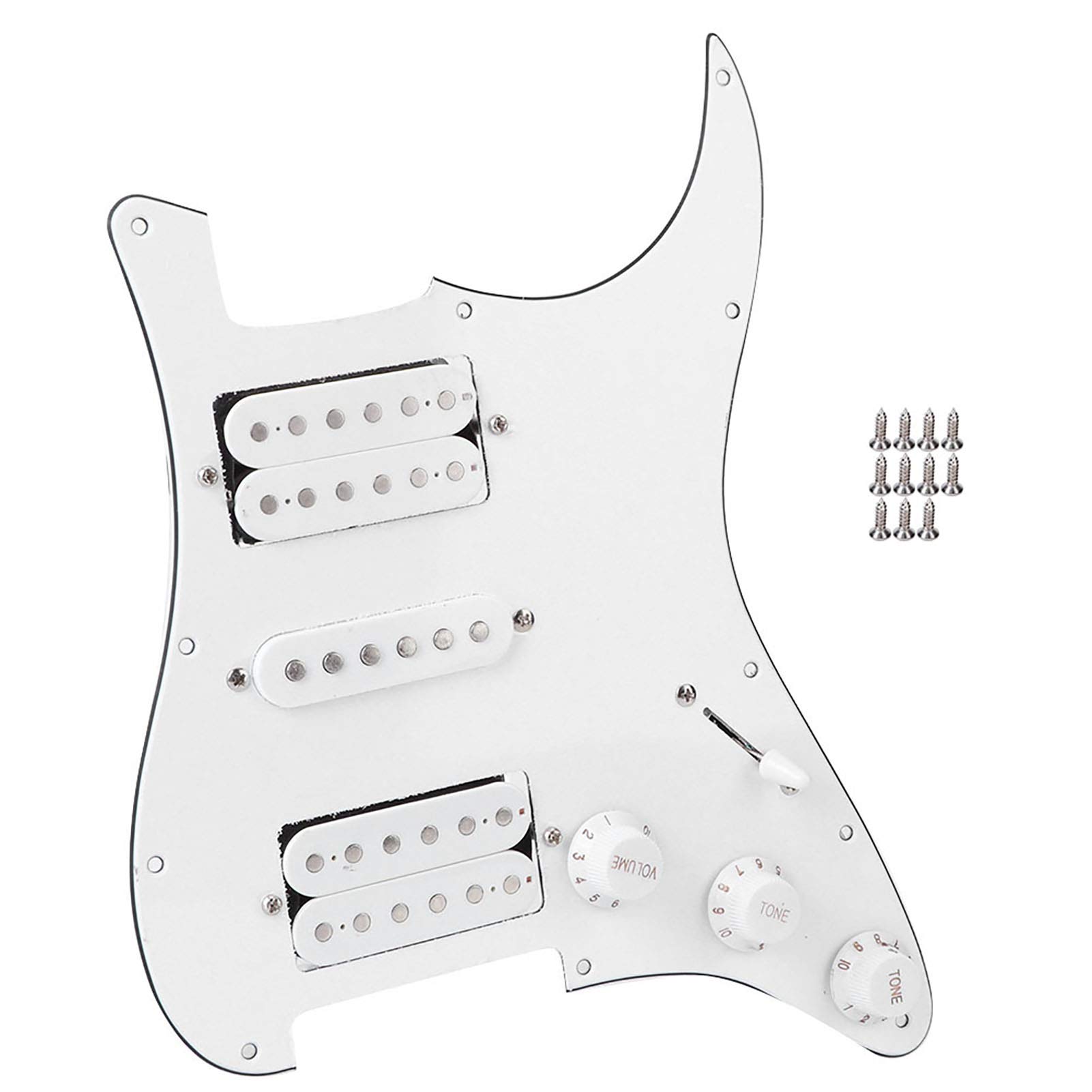 11 Hole Prewired Loaded Pickguard for ST/SQ Electric Guitar - White | Replacement Guitar Part for DIY Repairs & Upgrades | Perfect for Fender Stratocaster Style Guitars