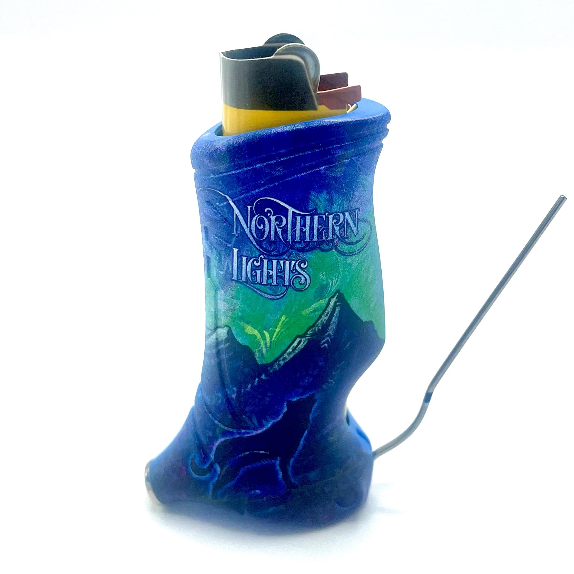 **Califari's Toker Poker® - Multi-Tool Bic Lighter Sleeve Case Cover with Strain Art Collection | All-in-One Lighter Holder for Camping, Pipe Cleaning & Outdoor Activities (Northern Lights Design)**    **Usage Scenarios:** Perfect for camping trips, hiking adventures, pipe maintenance, and everyday carry convenience.